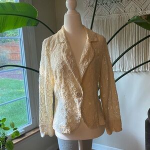 Adrienne Vittadini Cream Lace Blazer